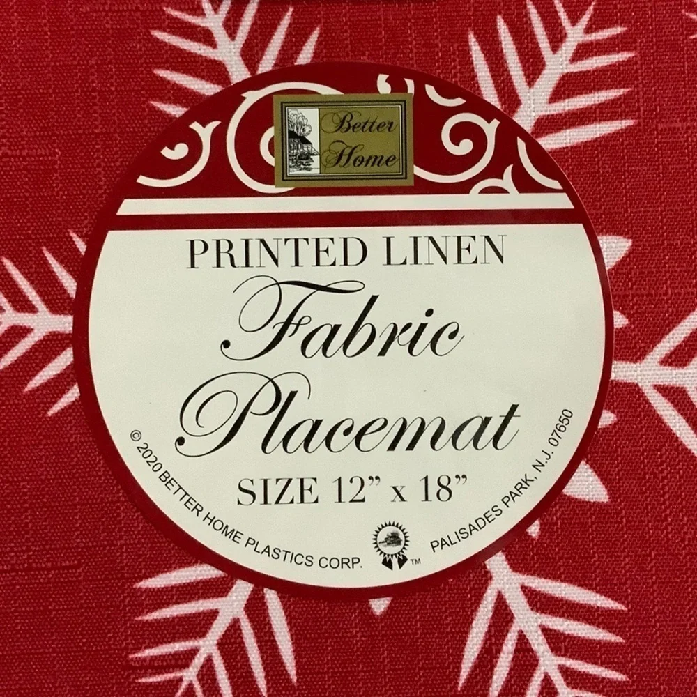 Placemats Fabric Reversible Linen Print Holiday Christmas Snowflake Red White